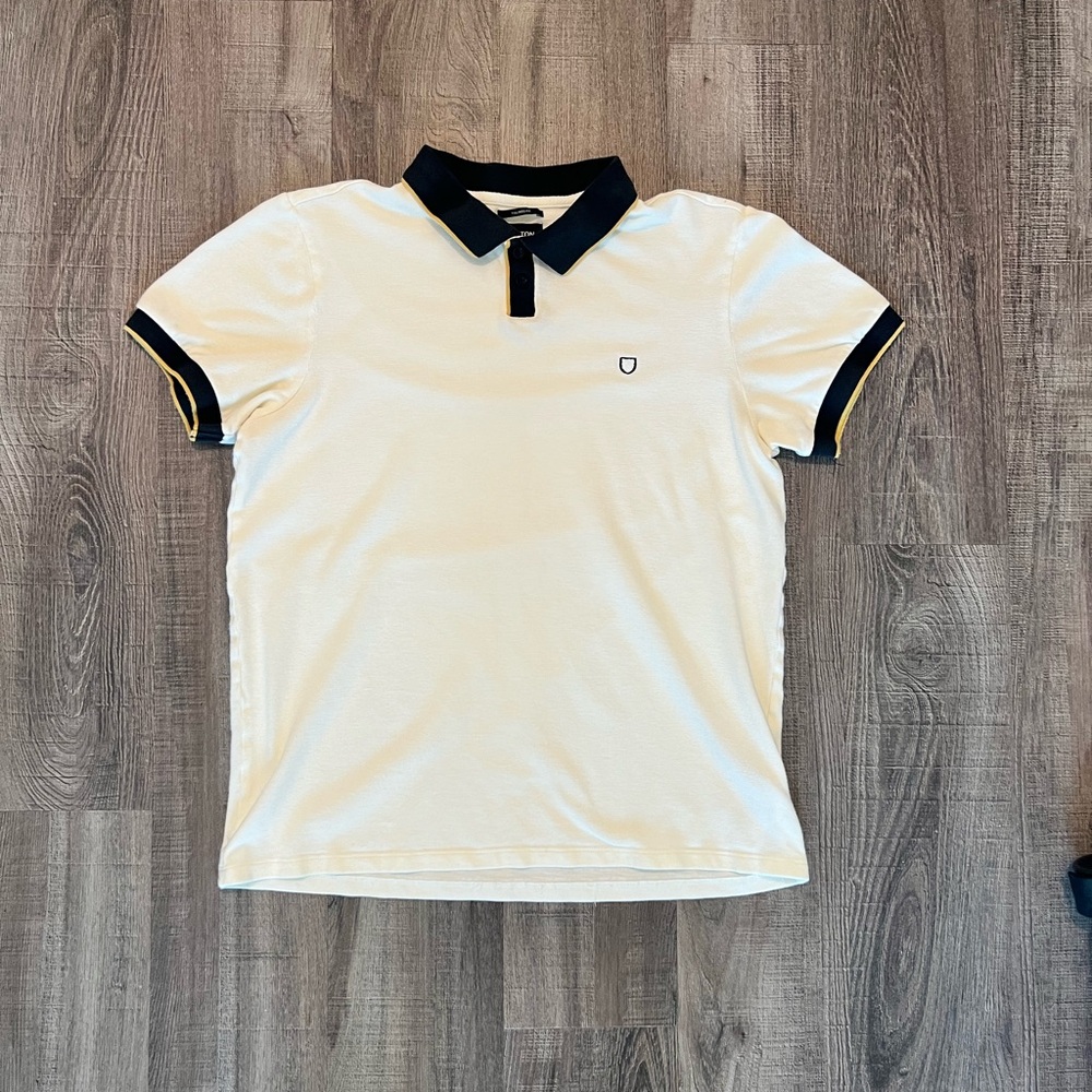 Brixton Cream Polo Shirt with Black and Yellow Trim